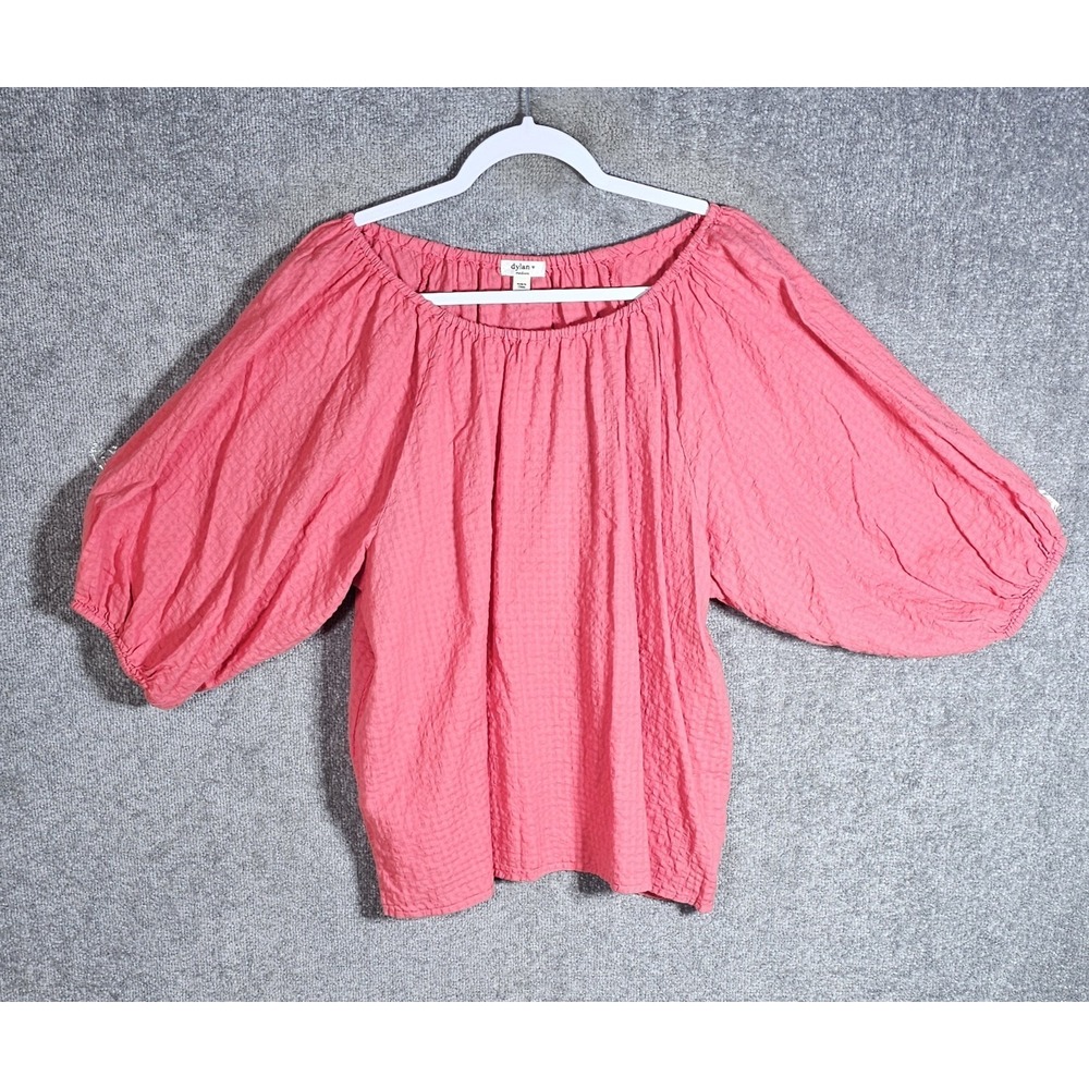 dylan Pink Textured Off-Shoulder Balloon Sleeve Blouse